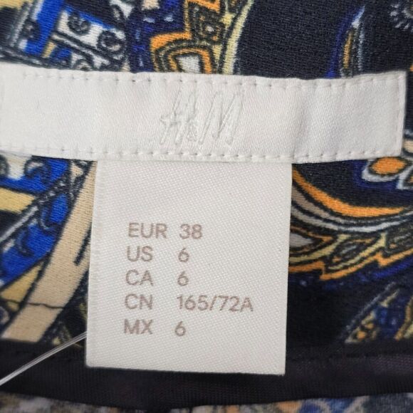 H&M Wide Leg Palazzo Pants Trousers Sz 6 ‎ Mom Equestrian Geometric Maximalism - Picture 6 of 9